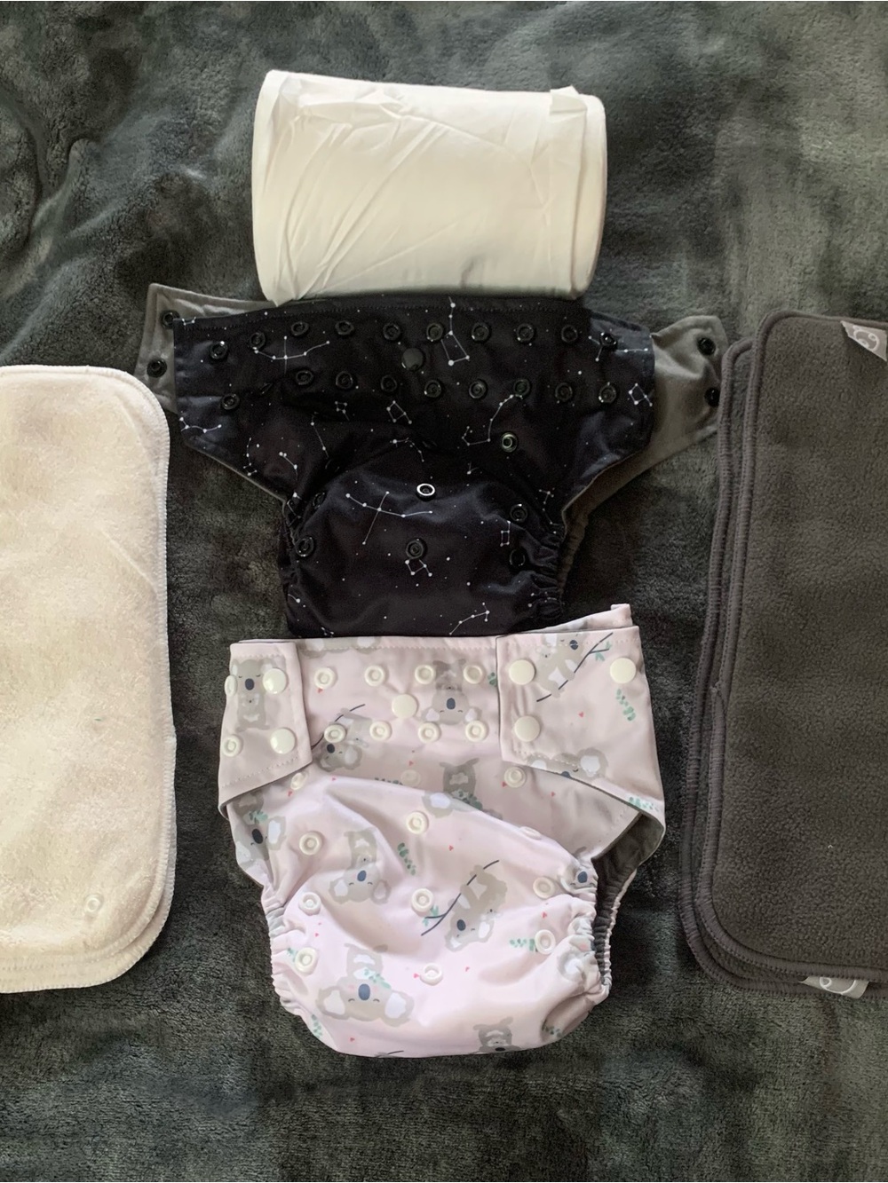 Adjustable Reusable Kids Cloth Diaper - Black Constellation & Pink Koala